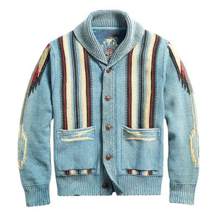 Men's Retro Jacquard Sleeve Knit Sweater