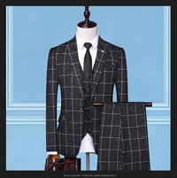 Men'sSuits, Checkered Suits, Three-Piece Suits, Work Suits, Professional Suits, Men's Clothing Trends