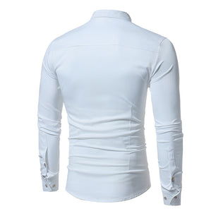 Men's Tuxedo Casual Long Sleeve Shirt Slim Fit
