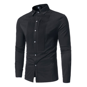Men's Tuxedo Casual Long Sleeve Shirt Slim Fit
