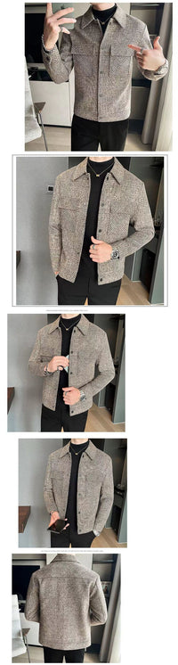 Men's Coat Korean Style Trendy Casual Woolen Jacket