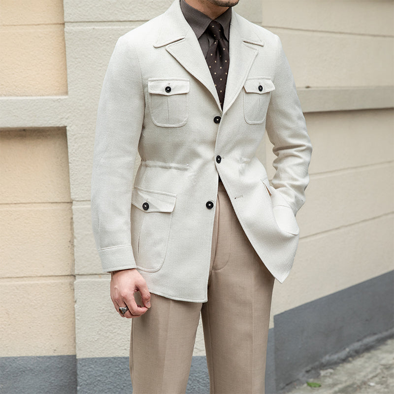 Coat Men's Texture Line Slim Suit Collar
