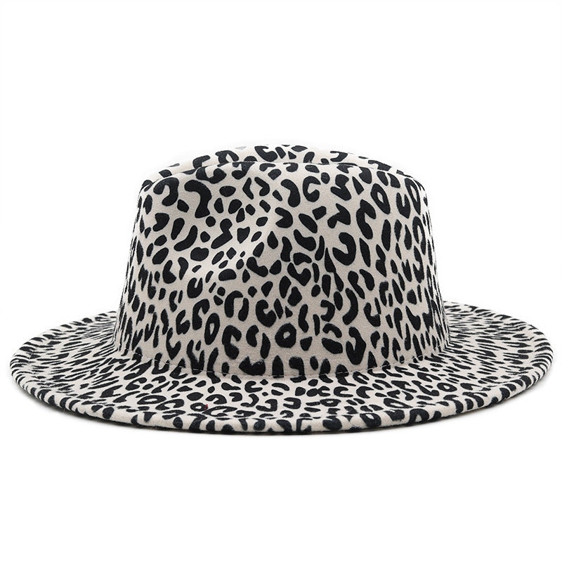 Fashionable White Leopard Print Wool Hat- Unisex