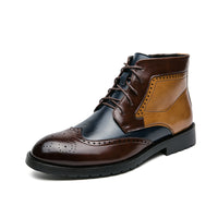 Men's High Top Casual Leather Shoes Contrast