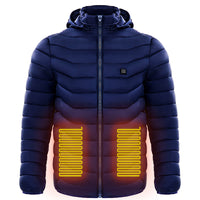 Men Heated Puffer Jacket Electric Heating Coat Insulated Hood Windbreaker 9Heat Zones