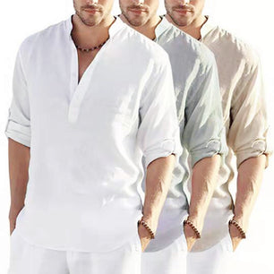 Men's Casual Loose Linen Long Sleeve Shirt