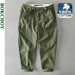 Men Spring Pure Cotton Solid Color Men Pants Korean Style Male Casual