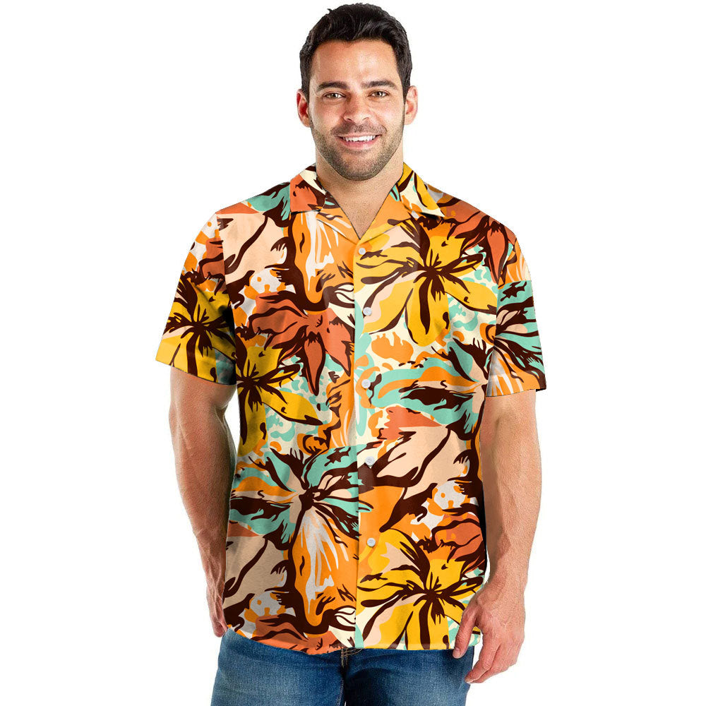 Men's Digital Print Vacation Beach Pants Shirt Set