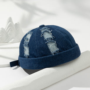 Men's Street Fashion Wash Denim Cap With Holes