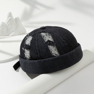 Men's Street Fashion Wash Denim Cap With Holes