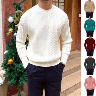 Men's Knitted Sweater Twisted String Design