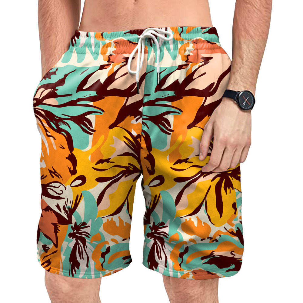Men's Digital Print Vacation Beach Pants Shirt Set