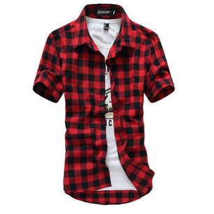 Red And Black Plaid Shirt Men Shirts 2020 New Summer Fashion Chemise