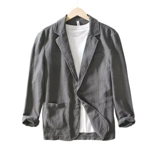 70% Linen 30% Cotton Breathable Men's Blazer Suit Jacket