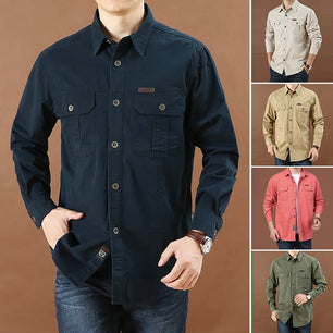 2023 Spring Autumn Denim Men Shirts Long Sleeve 100% Cotton  Outdoor