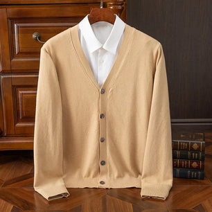 Casual Classic V-neck Solid Color Cardigan