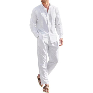 Linen trousers + shirt set (full linen co-ord)