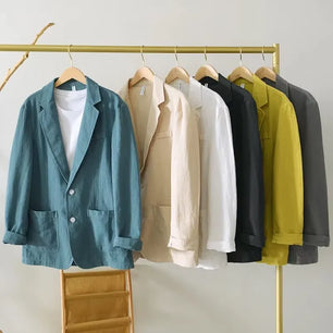70% Linen 30% Cotton Breathable Men's Blazer Suit Jacket