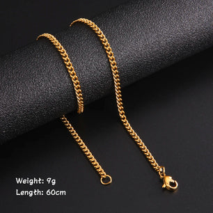 Long Box Chain Necklace Men Stainless Steel