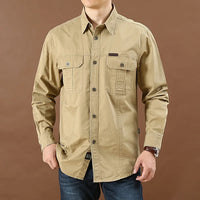 2023 Spring Autumn Denim Men Shirts Long Sleeve 100% Cotton  Outdoor