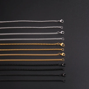 Long Box Chain Necklace Men Stainless Steel