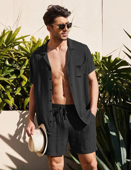 Linen shirt + shorts matching set