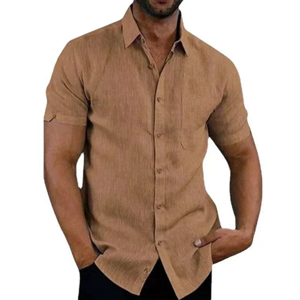 Summer Cotton Linen Shirts for Men Casual Short Sleeved Shirts Blouses