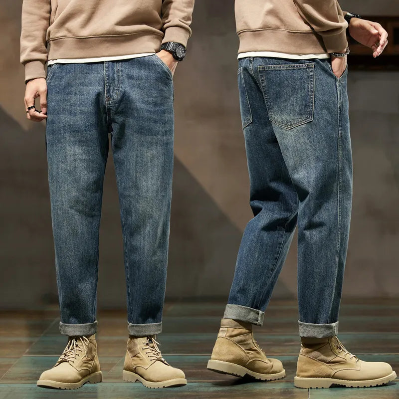 KSTUN Jeans Men Loose Fit Blue Baggy Jeans Fashion Spring And Autumn