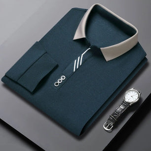Spring and Autumn Simplicity Buttons Solid Color Turn-down Collar Long
