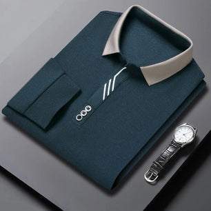 Spring and Autumn Simplicity Buttons Solid Color Turn-down Collar Long