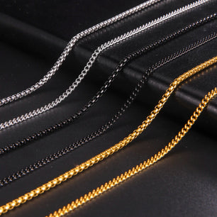 Long Box Chain Necklace Men Stainless Steel