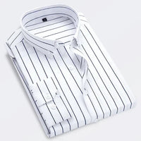 Men Striped Shirts Slim Fit Long Sleeves 2023 Winter Fleece Thickened