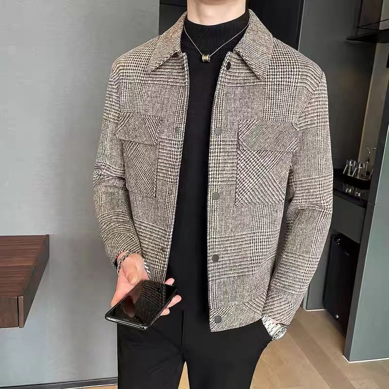 Men's Coat Korean Style Trendy Casual Woolen Jacket
