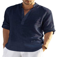 Men's Casual Loose Linen Long Sleeve Shirt