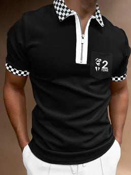 Men's POLO Style Striped Print Short Sleeve Shirt