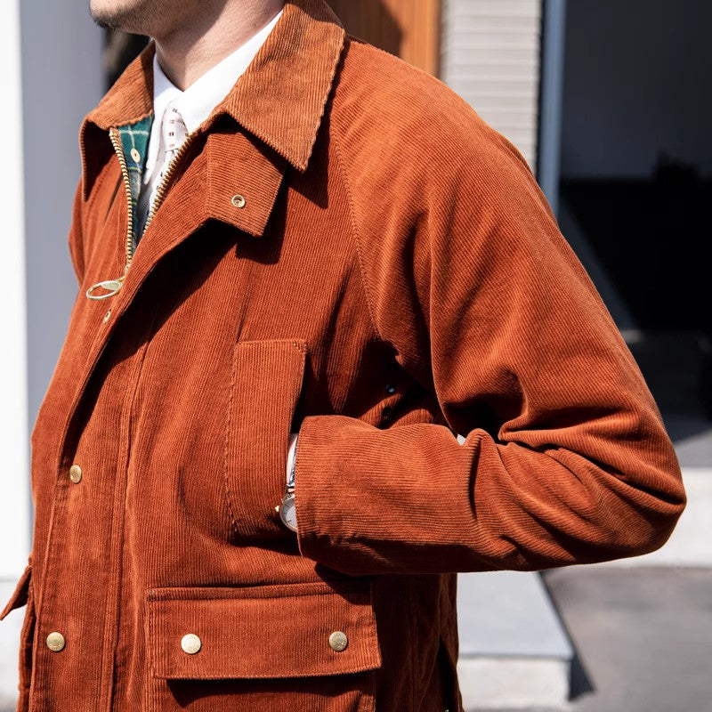 Vintage Corduroy Jacket Multi-bag For Men