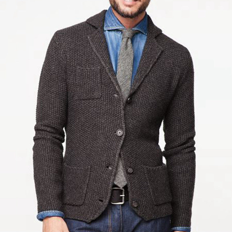Long Sleeve Woolen Blazer Collar Coat