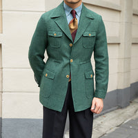 Coat Men's Texture Line Slim Suit Collar