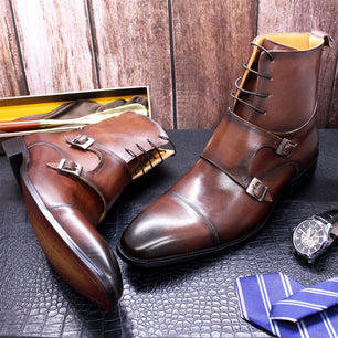 Men's Cowhide High Top Business Shoes