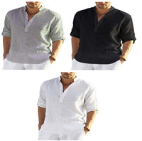 Men's Casual Loose Linen Long Sleeve Shirt