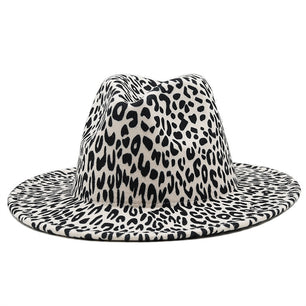Fashionable White Leopard Print Wool Hat- Unisex